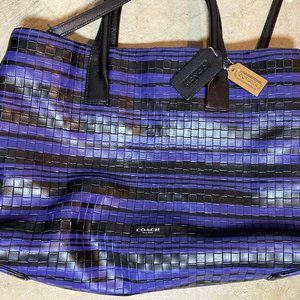 Coach Bleecker Purple and Black Leather
